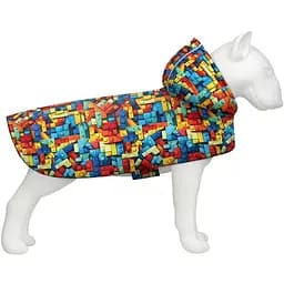 Дощовик-накидка з капюшоном для собак Waudog Clothes, малюнок "Блоки", XS, А 26-29 см, B 32-41 см, С 21-26 см