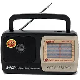 Радиоприемник от сети и на батарейках радио черное FM ФМ Kipo KB 408AC Aux