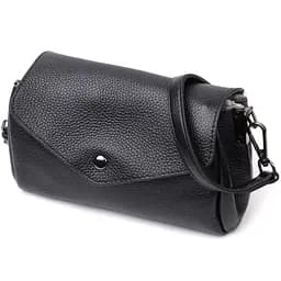 Жіноча шкіряна сумка з трикутним клапаном Vintage 22254 чорна