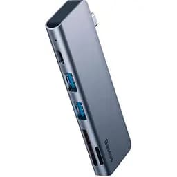 Usb-хаб Baseus Harmonica Five-in-one Hub Adapter Сірий