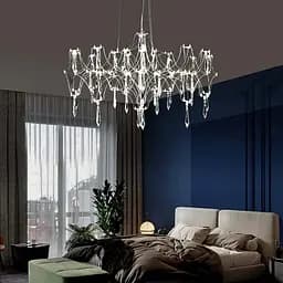 Дизайнерська невагома срібна люстра із кришталем Ø 65 см | Арт. MJ 203-600 CH | Line F