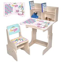 Дитяча парта Bambi N 2071-9-2 Єдиноріг зі стільчиком та регульованою висотою