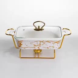 Мармитница фарфоровая Yiwu прямоугольная на металлической подставке 31х16х11 см мармит настольный для первых блюд LT-3PCS-11