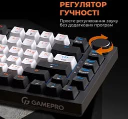 Клавиатура игровая механическая GamePro MK-160 Red Swich Hot-Swap RGB Black-White - мініатюра 14