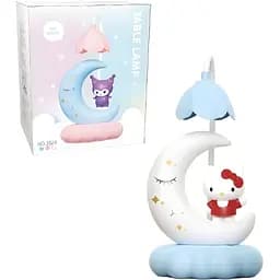 Дитяча настільна лампа Hello Kitty на місяці блакитна (352E)