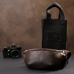 Бананка у вінтажній шкірі Grande Pelle 11154 коричнева - мініатюра 8