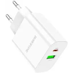 Зарядний пристрій Borofone BA55A Crown 2 виходи Type-C і USB 20 Вт біле