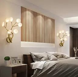 Флористичний настінний світильник у золотому корпусі на 7 плафонів Line F Арт. W686/7 GD