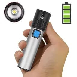 Акумуляторний LED ліхтарик Bailong BL-K31-T6 4 режими, зум, зарядка microUSB, металевий корпус - мініатюра 2