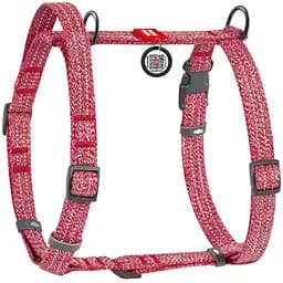 Шлея для собак Waudog Re-cotton H-подібна з QR паспортом світловідбиваюча S 36-42 см червона