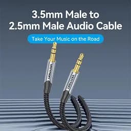 Кабель Vention 3.5mm Male to 2.5mm Male 5m Black (BKFHJ) - мініатюра 2