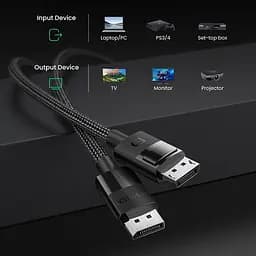 Кабель Ugreen DisplayPort M - M V1.4 8K 3м Plastic Case Braided Cable DP114 Чорний - мініатюра 4