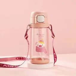 Пляшка для води Casno 690 мл KXN-1219 Рожева (Свинка) з соломинкою (KXN-1219_Pink) - мініатюра 9