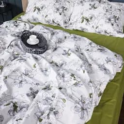 Простирадло на гумці MirSon Поплін 00-1 Olive Flowers 70х130 см зелене (2200009699450) - мініатюра 4