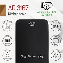 Кухонні ваги на USB Adler AD 3167b max 10 кг - мініатюра 2