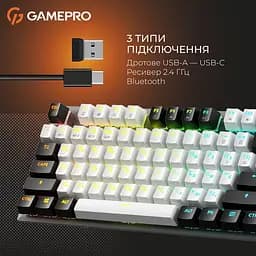 Клавіатура бездротова GamePro Genesis Joker Pro 87% Wireless/Bluetooth/USB Gray (MK124G Pro) - мініатюра 8
