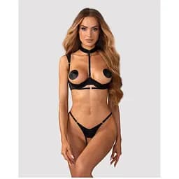 Комплект белья Obsessive Roccele otwarty 2XL/3XL (черный)