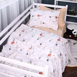 Комплект постільної білизни MirSon Poplin Line Kids 06 Rabbit Alphabet 143x210 см темно-бежевий (2200009716706)