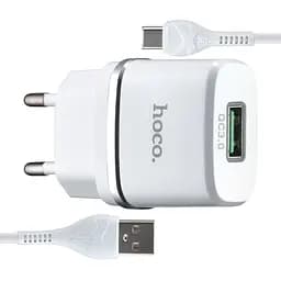 Сетевое зарядное устройство Hoco C12Q Smart QC3.0 charger set ( Type-C ) ( EU ) Белый