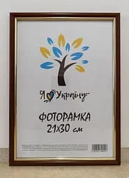 Фоторамка 21Х30, (А4), світло-коричнева із золотою вставкою, 1515-5120, СКЛО + КАРТОН                                          