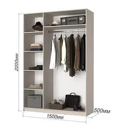 Шафа 3-дверна з антресоллю MebelStar Оскар Gloss BL-B, стандарт 150x52x260 см Сіра мишка/Сірий (MBS-5463) - мініатюра 3