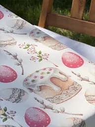 Водовідштовхувальна Скатертина Великодня пасочка (рожева) 220х140 см (+ 4 серветки 30х40) - мініатюра 6