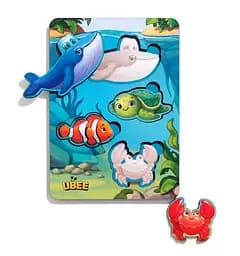 Вкладыши "Морские животные - 2" (фон с подсказкой), 16*12*0,6см