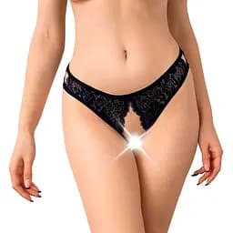 Мереживні трусики з відкритим доступом Art of Sex - Mia, розмір XS-M, Чорний
