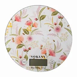Кухонні настільні електронні ваги Sokany SK-19023 для зважування продуктів LCD-дисплей до 5 кг Білий