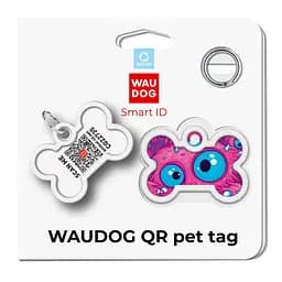 Адресник для собак і котів Waudog Smart ID з QR паспортом Око монстра кістка 40 х 28 мм - мініатюра 6
