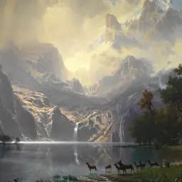 Інтер'єрна картина Альберт Бірштадт, Серед Сьєрра-Невади, Albert Bierstadt, репродукція картини, 60×107 см (id7002) - мініатюра 4