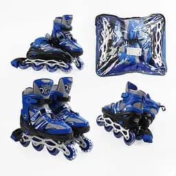 Роликовые коньки, размер 39-43, PVC колеса, стелька 25-27 см, синий, INLINE SKATE, 93824-L