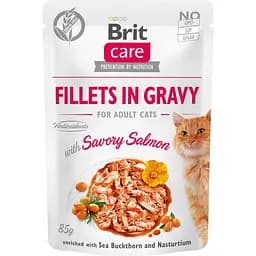 Влажный корм Brit Care Cat Pouch для кошек филе в соусе пикантный лосось 85 г