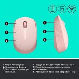 Миша бездротова Logitech M171 Rose (910-006865) - мініатюра 3