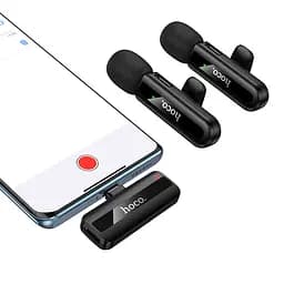 Мікрофонна система бездротова Hoco L20A Fair dual-mic wireless microphone iP/Type-C чорний - мініатюра 3