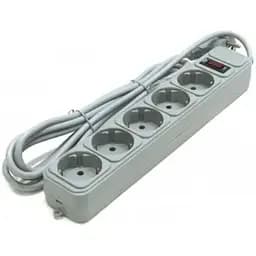 Фильтр сетевой Gembird, 5 розеток, 1.8 м, Grey, 10А, до 2.5 кВт, выключатель, заземление, 3x0.75 мм² (SPG5-G-6G)