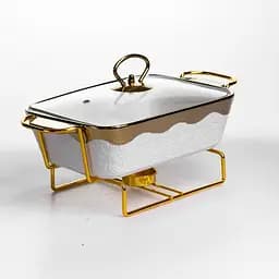 Мармитница фарфоровая Yiwu 1 л на металлической подставке с подогревом 31х16х11 см мармит для первых блюд HNG-112-11