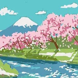 Набор для росписи по номерам Strateg Река в горах 20х20 см (HH5898)