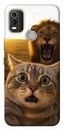 Чохол Demsky Shocked cat and lion для Nokia C21 Plus