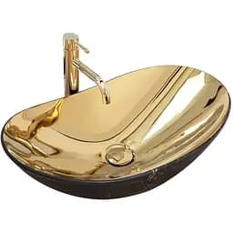 Умивальник Rea Rea Royal In Gold Marble Black Matt накладний REA-U8007, Золотий