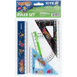 Набор Kite Hot Wheels линейка 15 см, 2 угольника, транспортир (HW25-282)