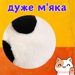 Велика плюшева Таба подушка Лапка Кота м'яка антистрес іграшка для дітей та дорослих Біло чорна 50см - мініатюра 3