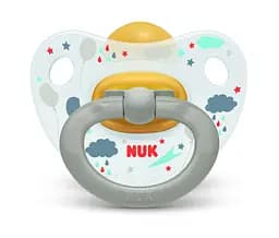 Пустышка латексная NUK Happy Kids Тучки, ортодонтическая, 18+ мес., серый (3952340)