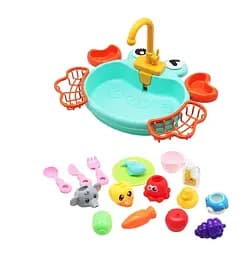 Кухонная мойка Краб 177-34, течёт вода, аксессуары (6967499400053) Бирюзовый