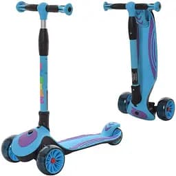 Самокат детский iTrike складной 40х14х65-76 см Синьо-фиолетовый 000222596