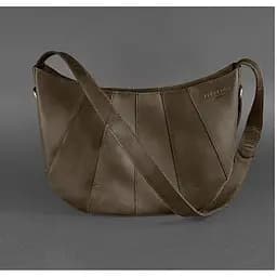 Шкіряна жіноча сумка Круасан темно-коричнева