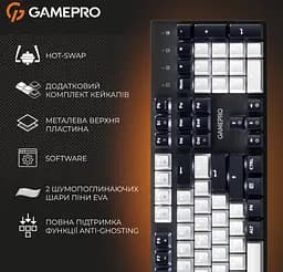 Клавиатура игровая механическая GamePro MK-144-B Hot-Swap Outemu Red Switch USB Black-White - мініатюра 5