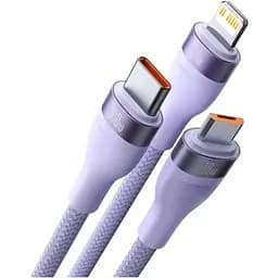 Кабель Baseus Flash Series Ⅱ 3-in-2 Cable USB+Type-C to MicroUSB+Lightning+Type-C 100W 1.2m CASS030105 Purple - мініатюра 2