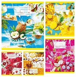 Тетради ученические 36 листов клетка Тверда Колаж, 20 шт. в упаковке