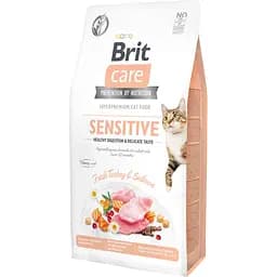 Сухой корм для кошек с чувствительным пищеварением Brit Care Cat GF Sensitive Digestion&Delicate Taste со свежей индейкой и лососем 7 кг